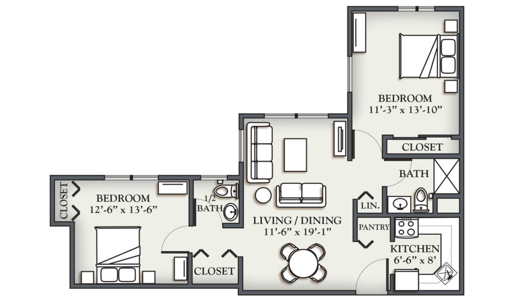 Inn Apartment 2 bed, 1.5 bath 